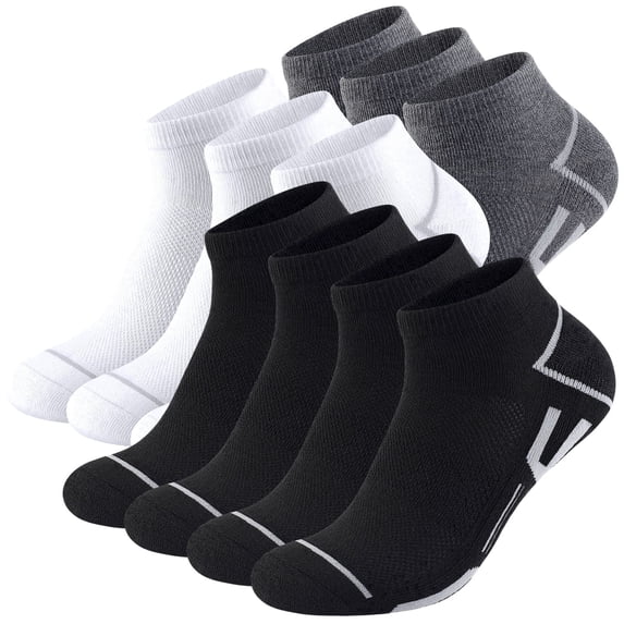 DIFFYBOX 10 Pairs Mens Ankle Socks Cushioned, Moisture Wicking Sports Breathable Casual Athletic Socks for Men 10-13
