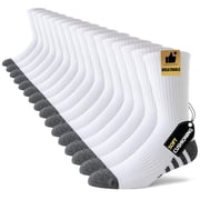 Mens Cushioned Athletic Crew Socks, 5 Pairs Moisture Wicking Breathable Work Hiking Running Socks for Men Size 10-13 & 13-15
