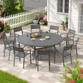 thumbnail image 1 of DIFY 11PCS Outdoor Dining Set, 63" Round Dining Table and 10 Stackable Metal Chairs, Grey, 1 of 7
