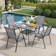 thumbnail image 1 of DIFY 5-Piece Patio Dining Set for 4, 37.8" Metal Round Table with 4 Stackable Chairs, Gray, 1 of 8