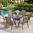 thumbnail image 1 of DIFY 7-Piece Patio Dining Set for 6, 48" Metal Round Table with 6 Stackable Chairs, Black&Brown, 1 of 8