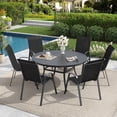 thumbnail image 1 of DIFY 7-Piece Patio Dining Set for 6, 50" Metal Round Table with 6 Stackable Chairs, Black&Black, 1 of 8