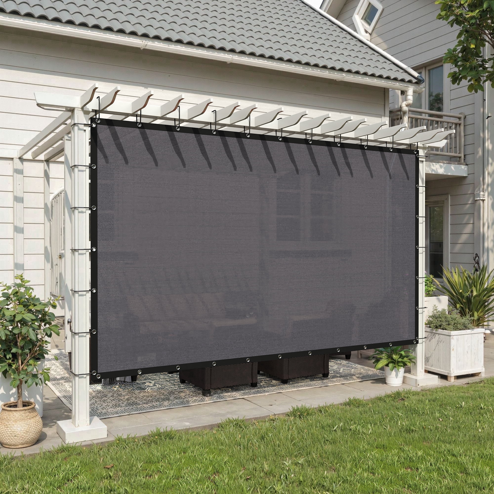 DIFY 90% UV Block Sun Shade Cloth with Grommets, 10' x 14', Gray