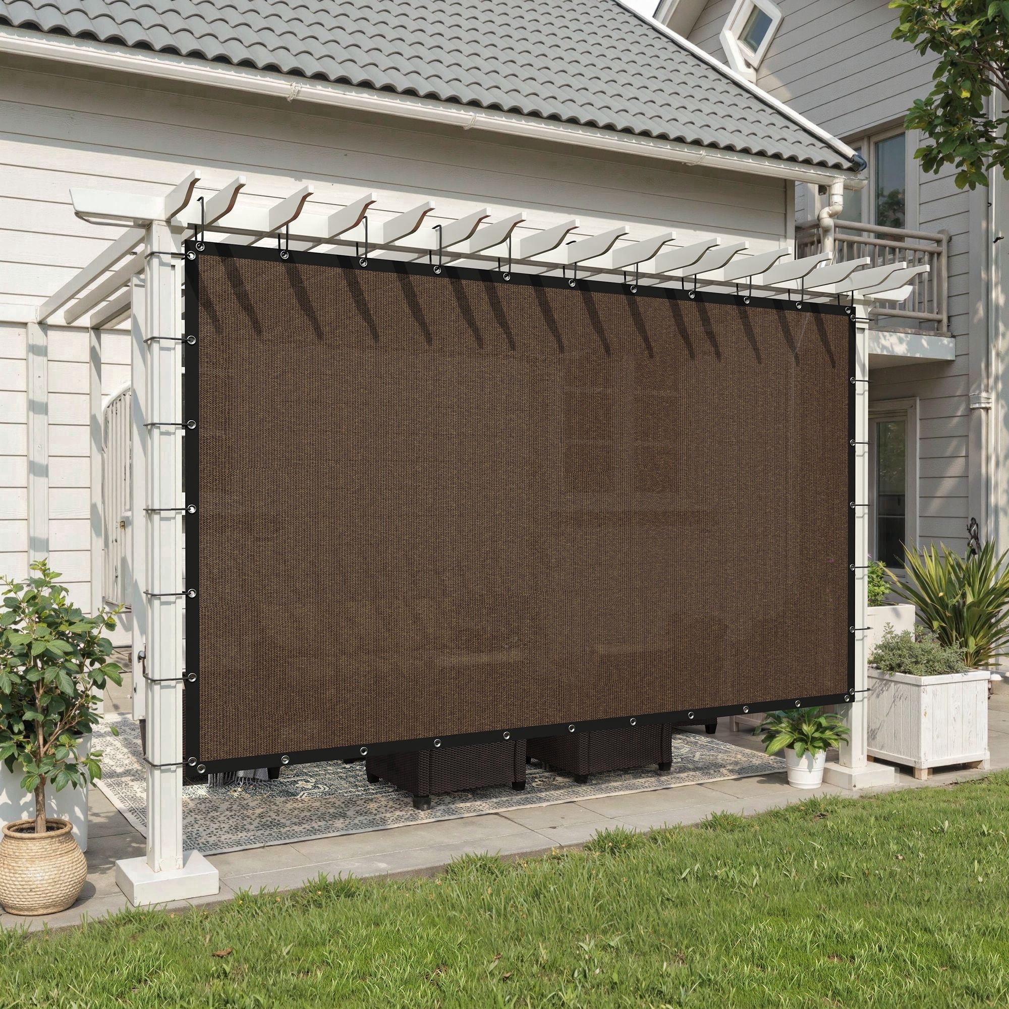 DIFY 90% UV Block Sun Shade Cloth with Grommets, 12' x 12', Mocha