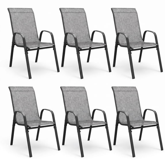 DIFY Outdoor Patio Chairs Set of 6, Stackable Textilene Sling Chairs ...