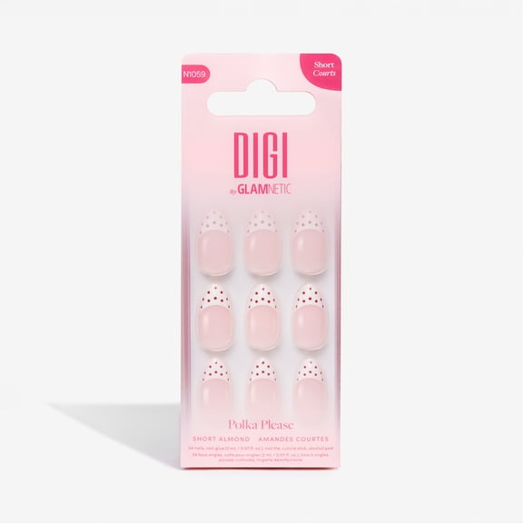 DIGI by Glamnetic Short Almond Press-On Nails, Polka Please, 24 Pieces