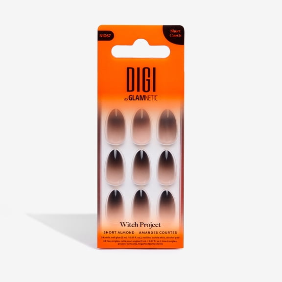 DIGI by Glamnetic Short Almond Artificial Press On Nail Set, Witch Project, 24 Piece