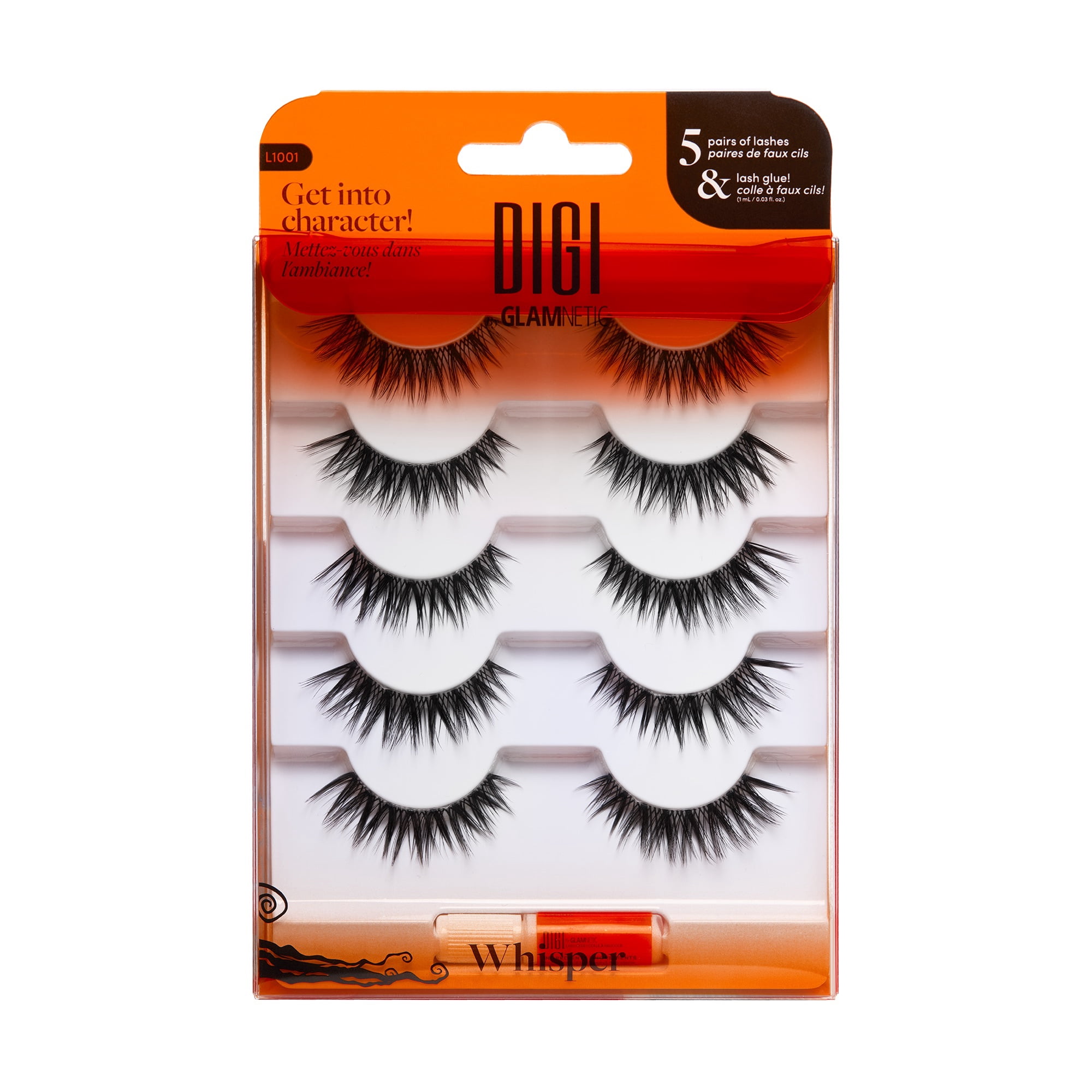 DIGI by Glamnetic Spooky Sweet Wispy Cat Eye Glue on Lashes, 5 pack