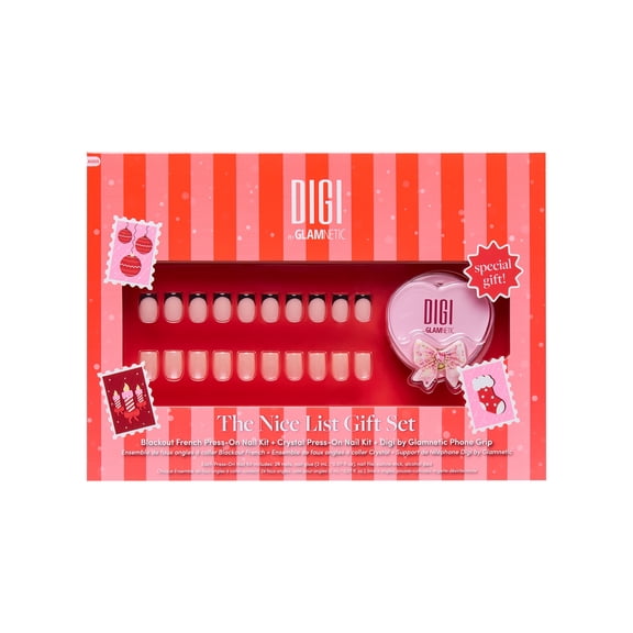 DIGI by Glamnetic Nice List Short Square Press-On Nails and Phone Grip Gift Set