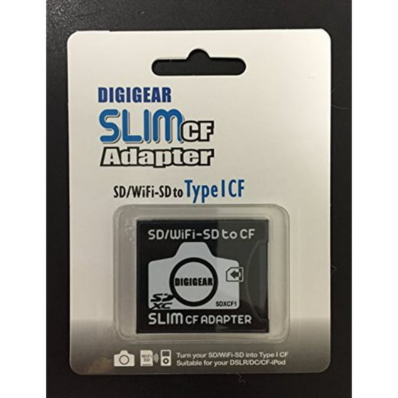 DIGIGEAR SLIM CF Adapter : SD SDHC SDXC WiFi-SD eyefi to Type I Compact Flash Card