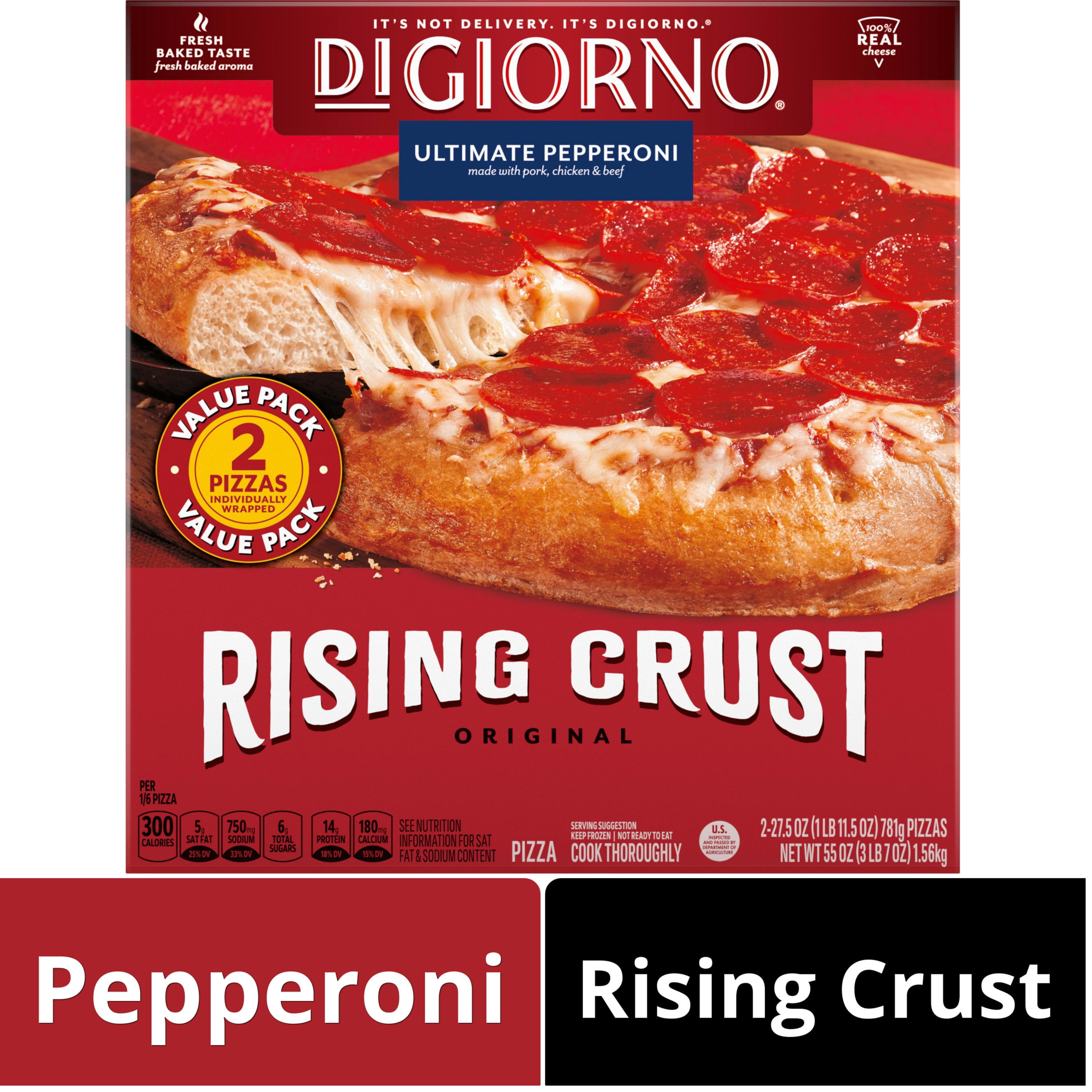 DIGIORNO Frozen Pizza Frozen Pepperoni Pizza 2 Count Rising Crust