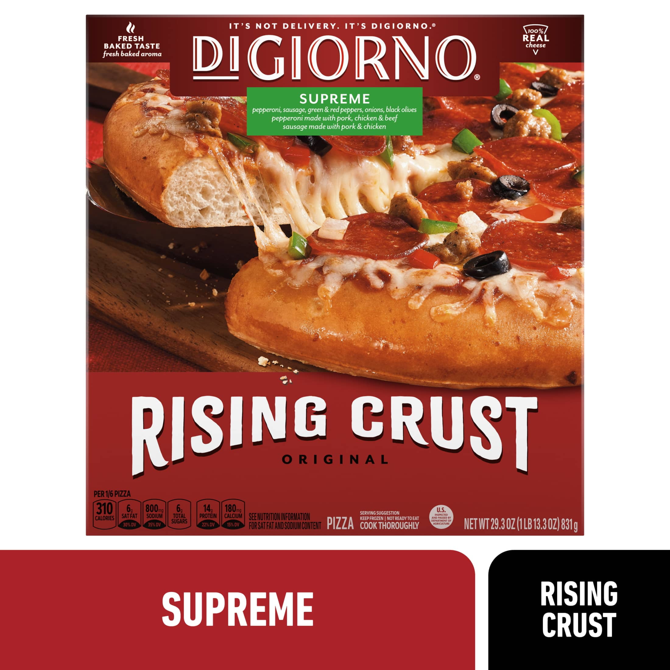 DiGiorno Frozen Pizza, Rising Crust Supreme Meat Pizza with Cheese, Pepperoni, Beef, and Sausage, 29.3 oz (Frozen)