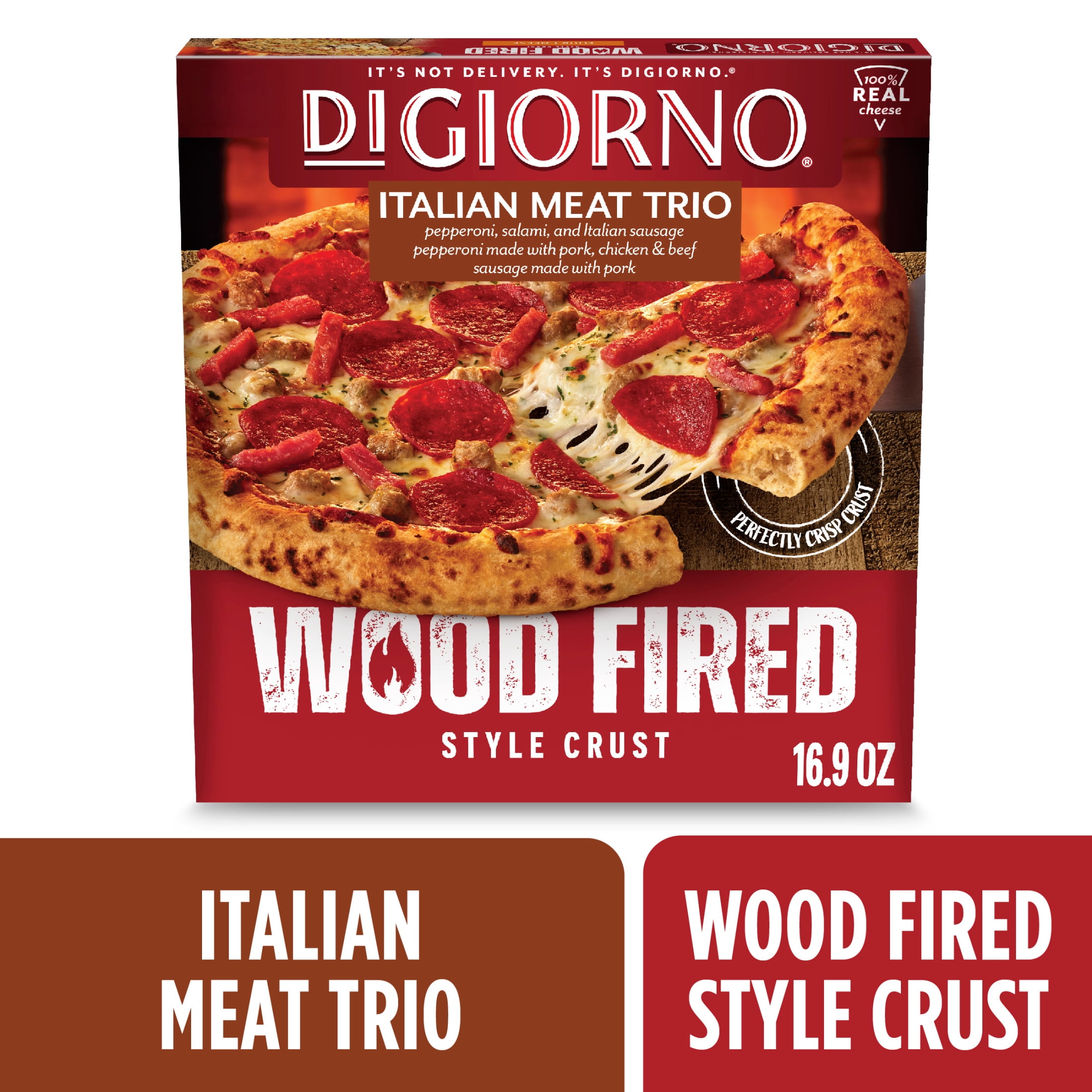 DiGiorno Frozen Pizza, Italian Meat Trio, Wood Fired Style Crust, 16.9 oz (Frozen)
