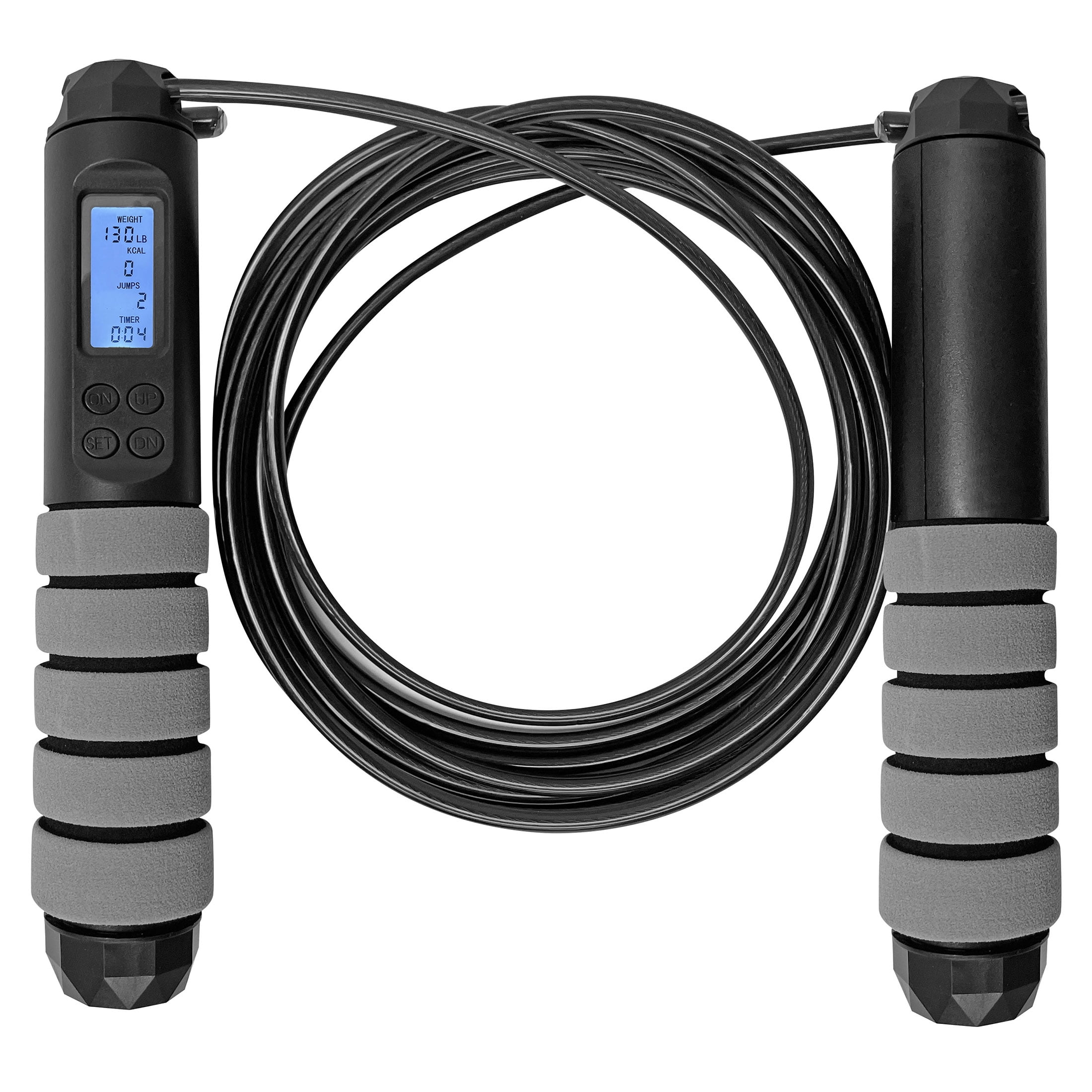 Athletic Works Digital Weighted Jump Rope with Calorie Counter, Black