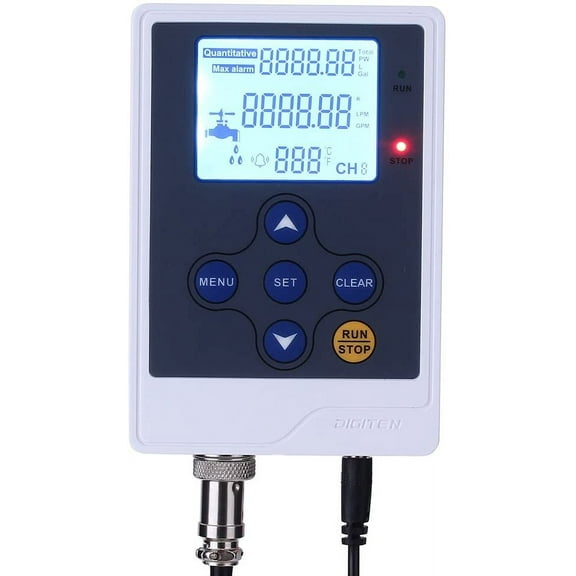 DIGITEN Water Flow Meter Controller Water Liquid Flow Rate Volume Digital Flowmeter Quantitative Controller Counter Liter Gallon
