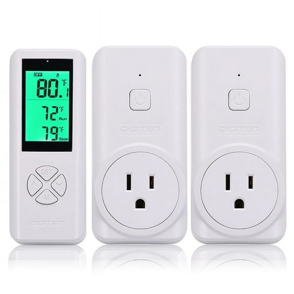 DIGITEN Wireless Thermostat Outlet (With 2 Receivers) Plug-in Temperature Controller Greenhouse Temperature Controller Outlet Reptile Thermostat Plug Remote Control Temp Built-in Sensor for Homebrew
