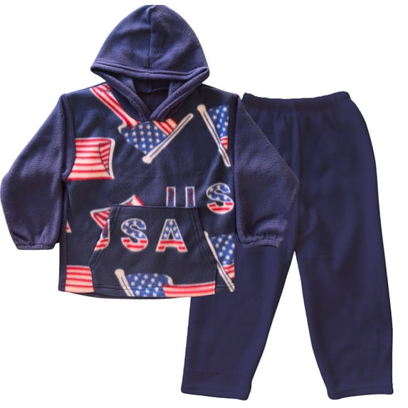 DIGITMON 2-Piece Kids Clothing Set - Winter Outift Pullover Hoodie and Pants Set Infant to Toddlers (NAVY USA, L)