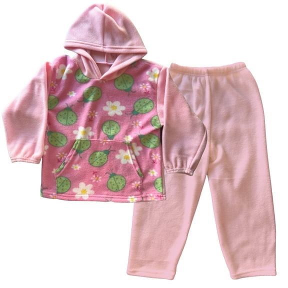 DIGITMON 2-Piece Kids Clothing Set - Winter Outift Pullover Hoodie and Pants Set Infant to Toddlers (PINK FLOWER, 18M)