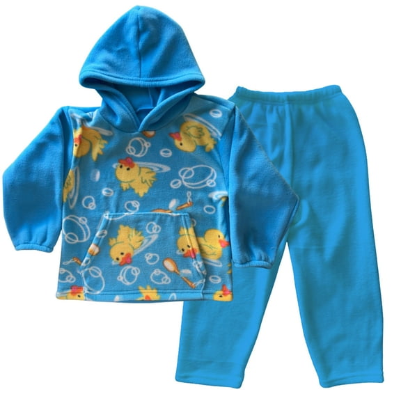 DIGITMON 2-Piece Kids Clothing Set - Winter Outift Pullover Hoodie and Pants Set Infant to Toddlers (TURQ DUCK, 12M)