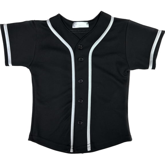 DIGITMON Kids Baseball Jersey Button Down Premium Hip Hop T Shirts Uniform Black White for 3y Toddlers