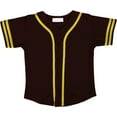 thumbnail image 1 of DIGITMON Kids Baseball Jersey Button Down Premium Two-Striped Sleeve T Shirts Uniform Brown Yellow 12Mo Toddlers, 1 of 4