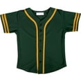 thumbnail image 1 of DIGITMON Kids Baseball Jersey Button Down Premium Two-Striped Sleeve T Shirts Uniform Forestgreen Gold 12Mo Toddlers, 1 of 4