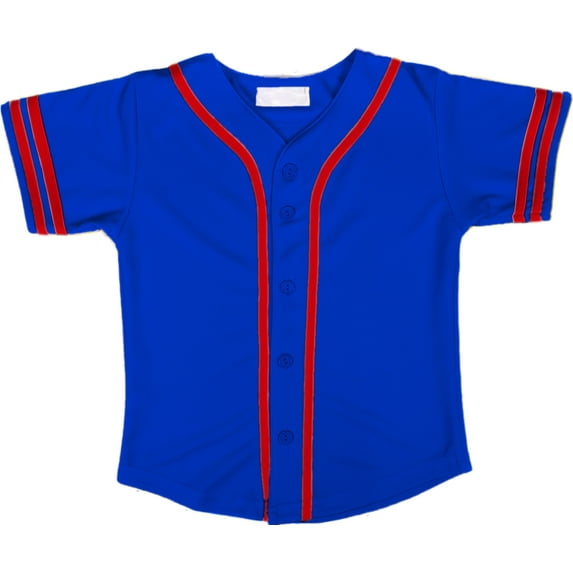DIGITMON Kids Baseball Jersey Button Down Premium Two-Striped Sleeve T Shirts Uniform Royal Red for 16y Teenagers