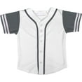 thumbnail image 1 of DIGITMON Kids Baseball Jersey Button Down Premium Two-Striped Sleeve T Shirts Uniform White Grey 3Mo Infants, 1 of 4