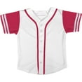thumbnail image 1 of DIGITMON Kids Baseball Jersey Button Down Premium Two-Striped Sleeve T Shirts Uniform White Hotpink for 10y Toddlers, 1 of 4