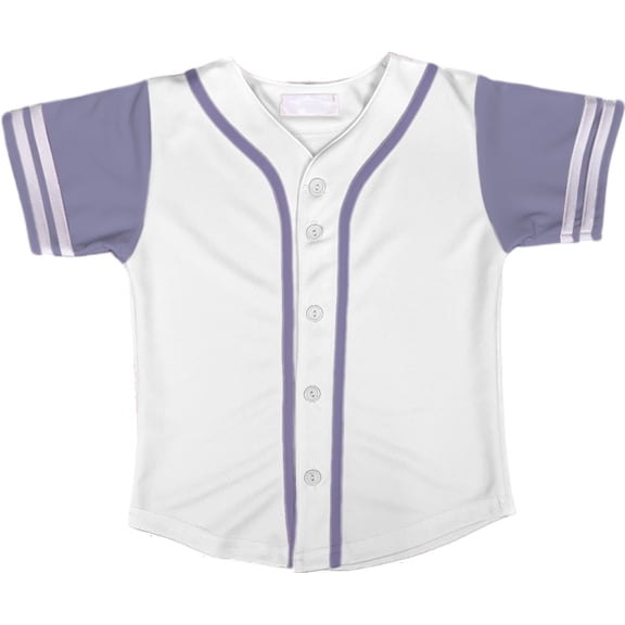 DIGITMON Kids Baseball Jersey Button Down Premium Two-Striped Sleeve T Shirts Uniform White Lavender 9Mo Infants