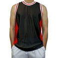 thumbnail image 1 of DIGITMON Men's 3-Stripes Basketball Gym Workout Athletic Tank tops shirts Mesh Jersey Uniform Made in USA (BLACKRED, 3XL), 1 of 2