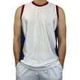 thumbnail image 1 of DIGITMON Men's 3-Stripes Basketball Gym Workout Athletic Tank tops shirts Mesh Jersey Uniform Made in USA (WHITENAVY, 3XL), 1 of 2