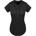 thumbnail image 1 of DIGITMON Women's Baseball Softball Jersey Button Down Premium Athletic T Shirts Uniform BLACKBLACK, 2X-Large, 1 of 3