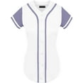 thumbnail image 1 of DIGITMON Women's Baseball Softball Jersey Button Down Premium Athletic T Shirts Uniform WHITELAVENDER, X-Large, 1 of 3
