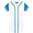 thumbnail image 1 of DIGITMON Women's Baseball Softball Jersey Button Down Premium Athletic T Shirts Uniform WHITETURQ, Large, 1 of 3