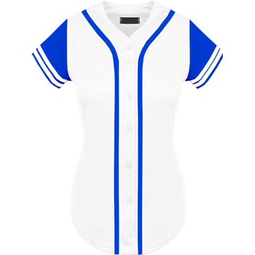 EALER BJW80 Series Women's Baseball Jersey Softball Jersey Button Down Shirts Sky Blue