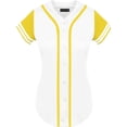 thumbnail image 1 of DIGITMON Women's Baseball Softball Jersey Button Down Premium Two-Stripe Sleeve Shirts Uniform WHITEYELLOW, X-Small, 1 of 3
