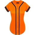 thumbnail image 1 of DIGITMON Women's Baseball Softball Jersey Button Down Two-Stripe Sleeve Shirts Uniform ORANGEBLACK, Small, 1 of 4