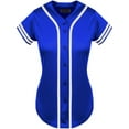 thumbnail image 1 of DIGITMON Women's Baseball Softball Jersey Button Down Two-Stripe Sleeve Shirts Uniform ROYALWHITE, Medium, 1 of 4