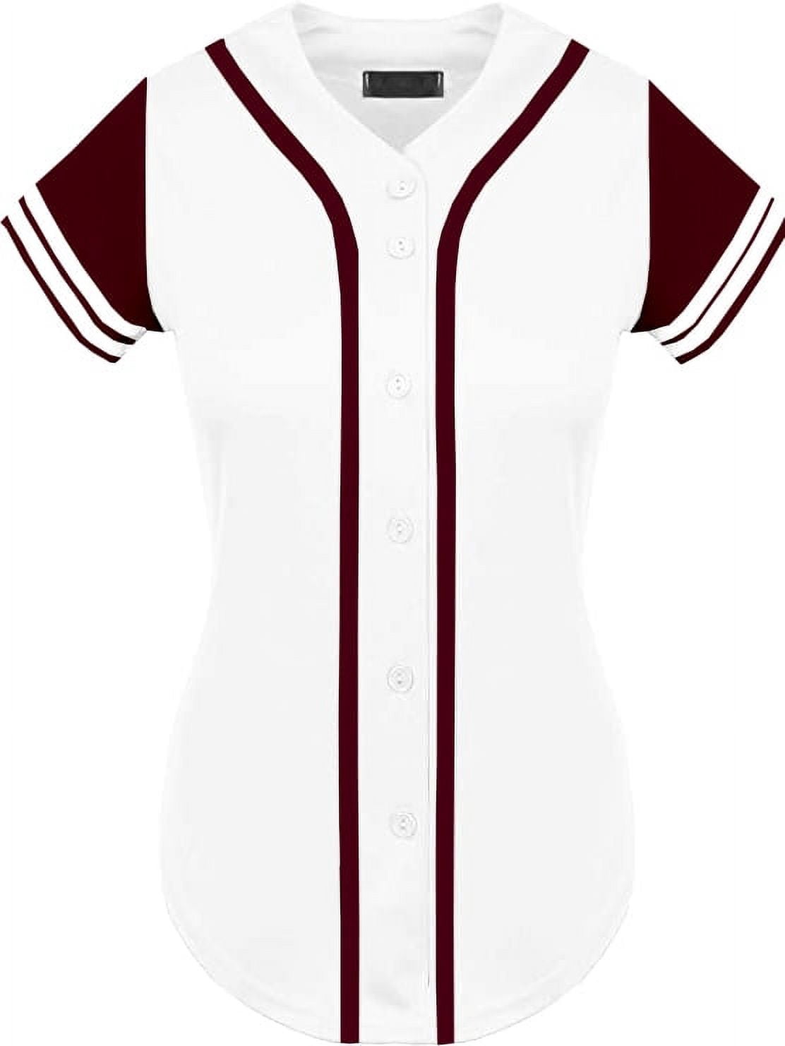 DIGITMON Women's Baseball Softball Jersey Button Down Two-Stripe Sleeve ...