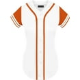 thumbnail image 1 of DIGITMON Women's Baseball Softball Jersey Button Down Two-Stripe Sleeve Shirts Uniform WHITEORANGE, Small, 1 of 4