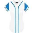 thumbnail image 1 of DIGITMON Women's Baseball Softball Jersey Button Down Two-Stripe Sleeve Shirts Uniform WHITETURQ, 2X-Large, 1 of 4