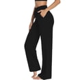 thumbnail image 1 of DIGITMON Womens Comfort Loose Fit Wide Leg Jogger Lightweight Yoga Running Pants with Pockets (Black, 2X-Large), 1 of 2