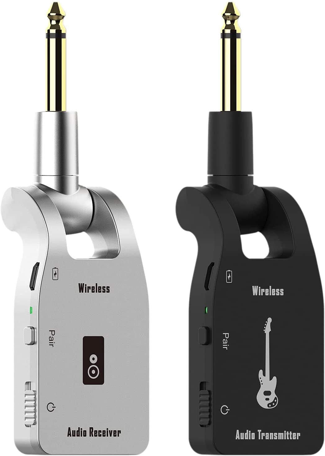 DIGITNOW 2.4GHZ Wireless Guitar System, Rechargeable Lithium Battery, Digital Guitar Transmitter Receiver Set for Electric Guitar Bass (Black/Silver)