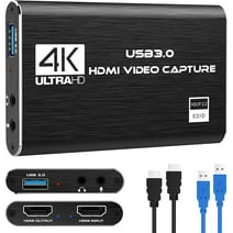 DIGITNOW 4K Audio Video Capture Card, HDMI USB 3.0 Video Capture Device, Full HD 1080P for Game Recording, Live Streaming Broadcasting-Black