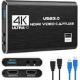 thumbnail image 1 of DIGITNOW 4K Audio Video Capture Card, HDMI USB 3.0, 1080p HD Recording, Microphone Input, Plug-and-Play, Black, 1 of 7
