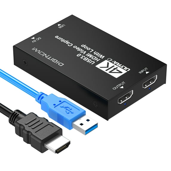 DIGITNOW 4K Video Capture Card with Loop Out, HDMI USB 3.0 Video Capture Device