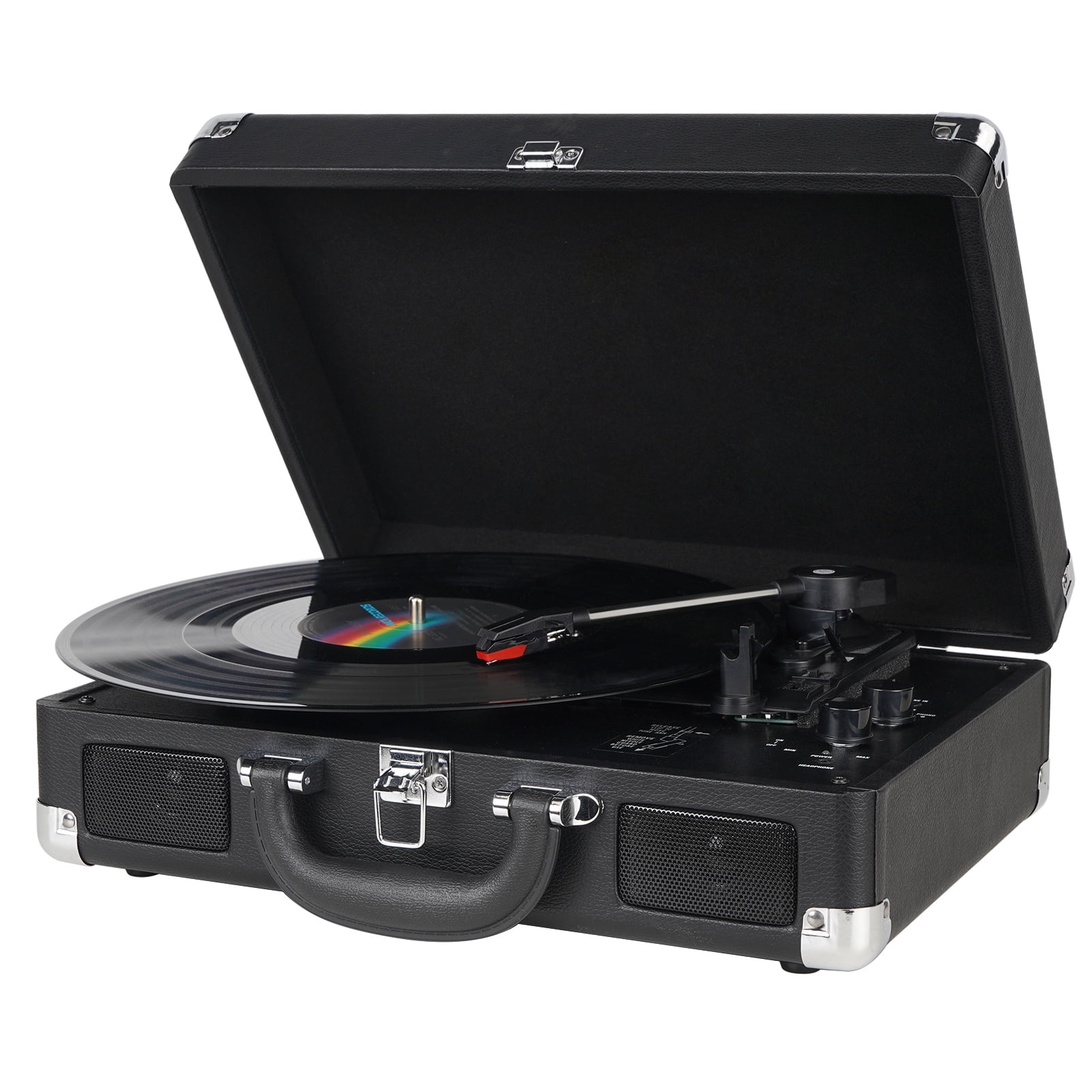 Record　Built-in　Player　Speeds　Suitcase　Design　Speakers,　DIGITNOW　with　Stereo　Bluetooth　Turntable　Black