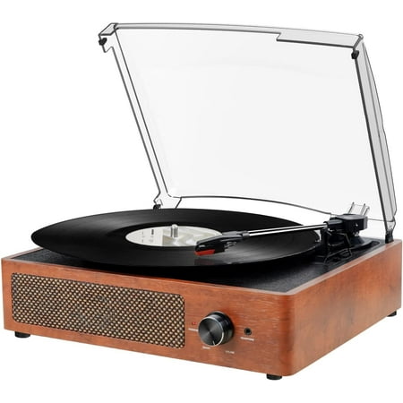 DIGITNOW Bluetooth Record Player Belt-Driven 3-Speed Turntable Built-in Stereo Speakers - Orange