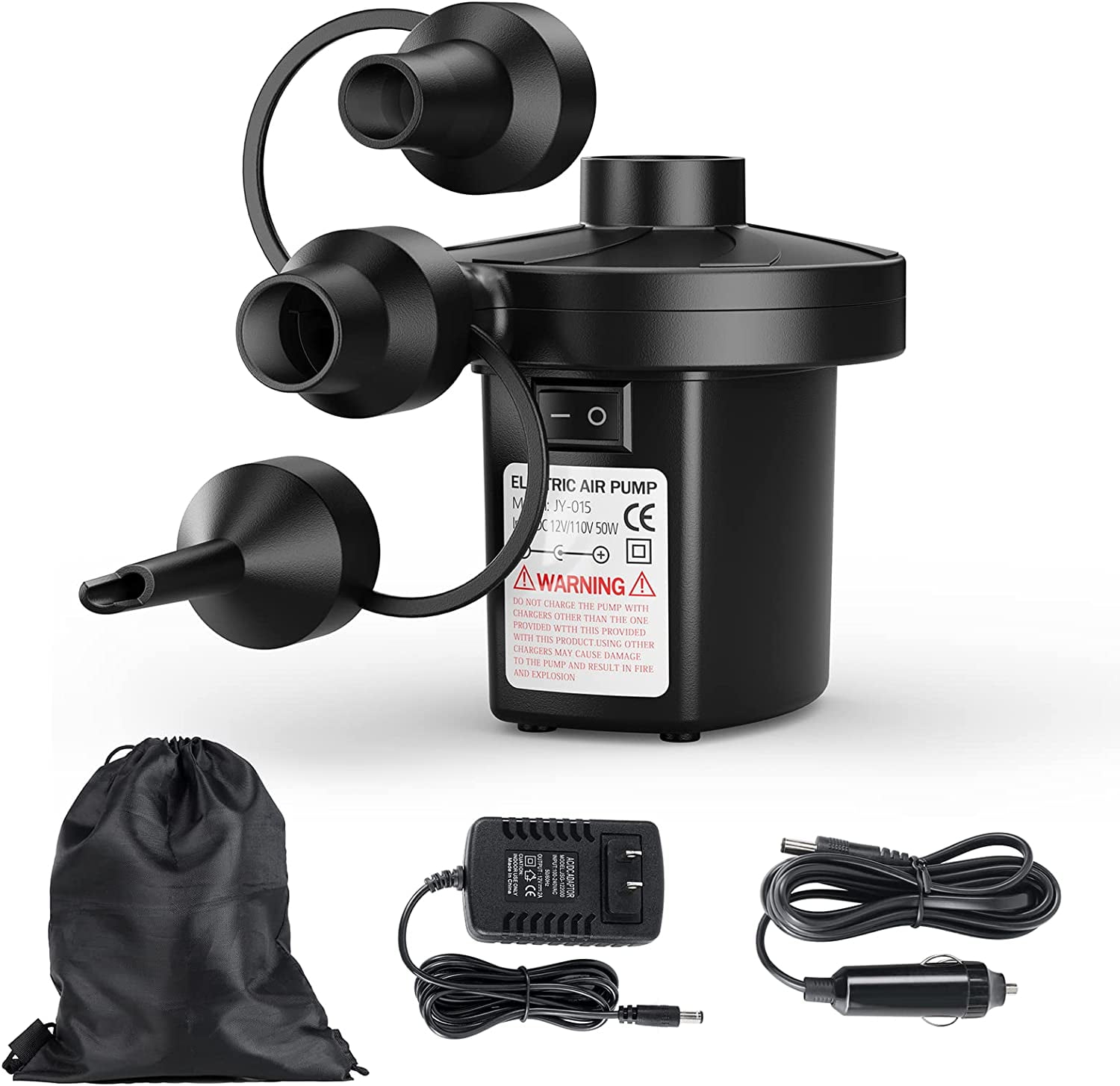 DIGITNOW Electric Air Pump Inflatables Portable Quick Fill 3 Nozzles